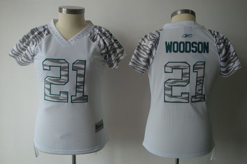 Packers #21 Charles Woodson White Women's Zebra Field Flirt Stitched NFL Jersey